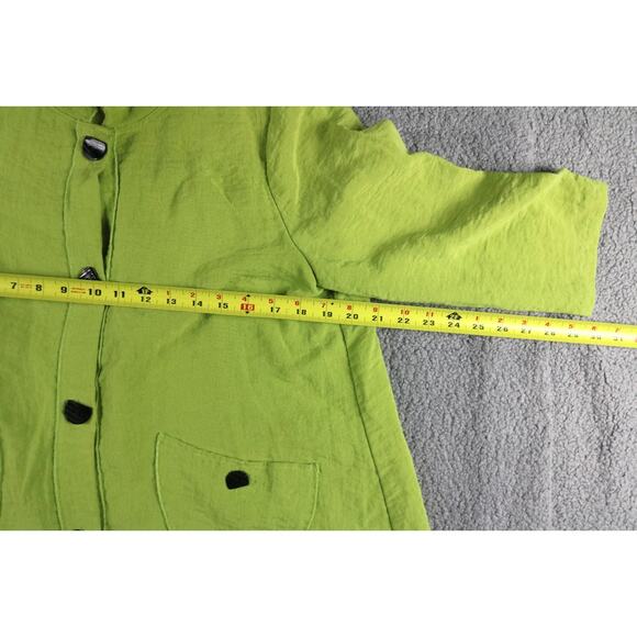 Habitat Jacket Women Small Green Swing Button Down Boho 3/4 Sleeve - Picture 3 of 7